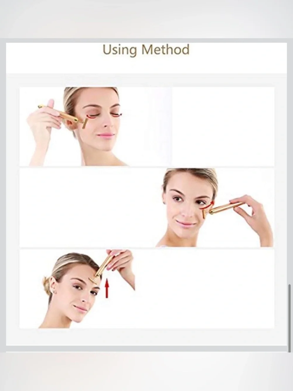 NEW Beauty Bar 24k Golden Pulse Facial Massager, T-Shape Electric